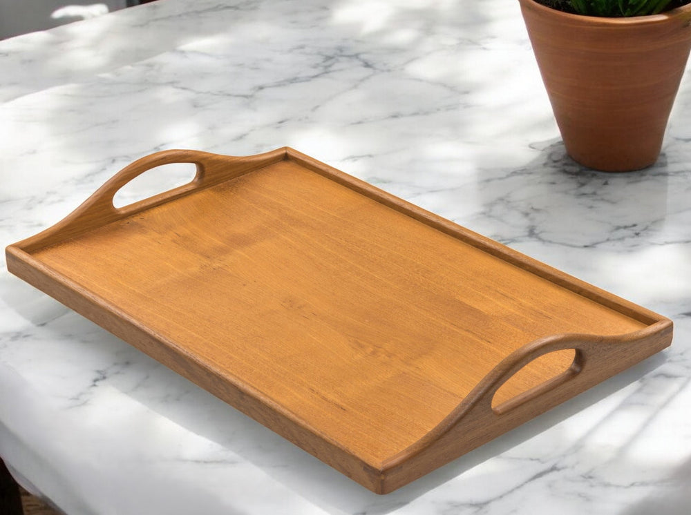 Designer Solid Teak 19" Serving Tray - Homeroots - Flyclothing LLC