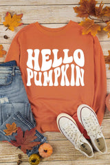 Letter Graphic Round Neck Long Sleeve Sweatshirt - Trendsi - Flyclothing LLC