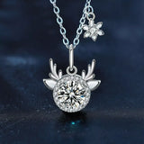 1 Carat Moissanite 925 Sterling Silver Deer Antler Pendant Necklace - Trendsi - Flyclothing LLC