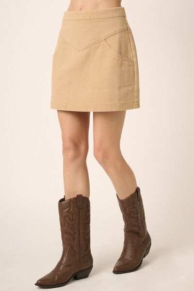 Mittoshop Zipper Back Twill Mini Skirt - Trendsi - Flyclothing LLC