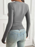 Devine Round Neck Long Sleeve T-Shirt - Trendsi - Flyclothing LLC