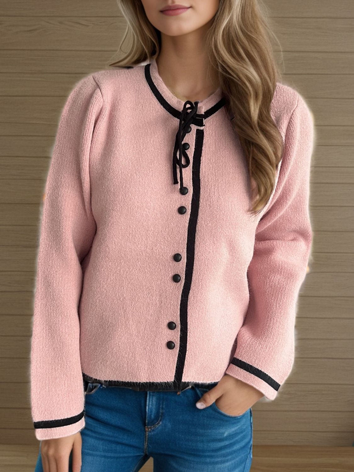 Button Down Long Sleeve Cardigan - Trendsi
