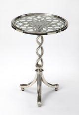26" Silver Aluminum Open Lattice Round Top End Table - Homeroots - Flyclothing LLC