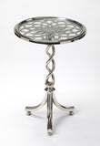26" Silver Aluminum Open Lattice Round Top End Table - Homeroots