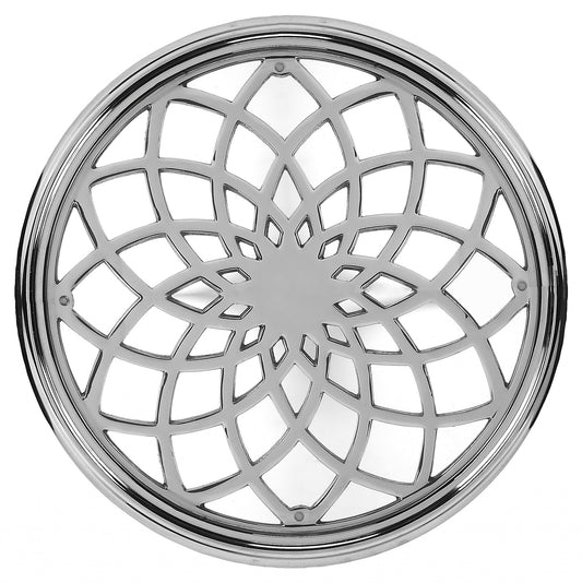 26" Silver Aluminum Open Lattice Round Top End Table - Homeroots