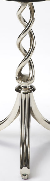 26" Silver Aluminum Open Lattice Round Top End Table - Homeroots - Flyclothing LLC