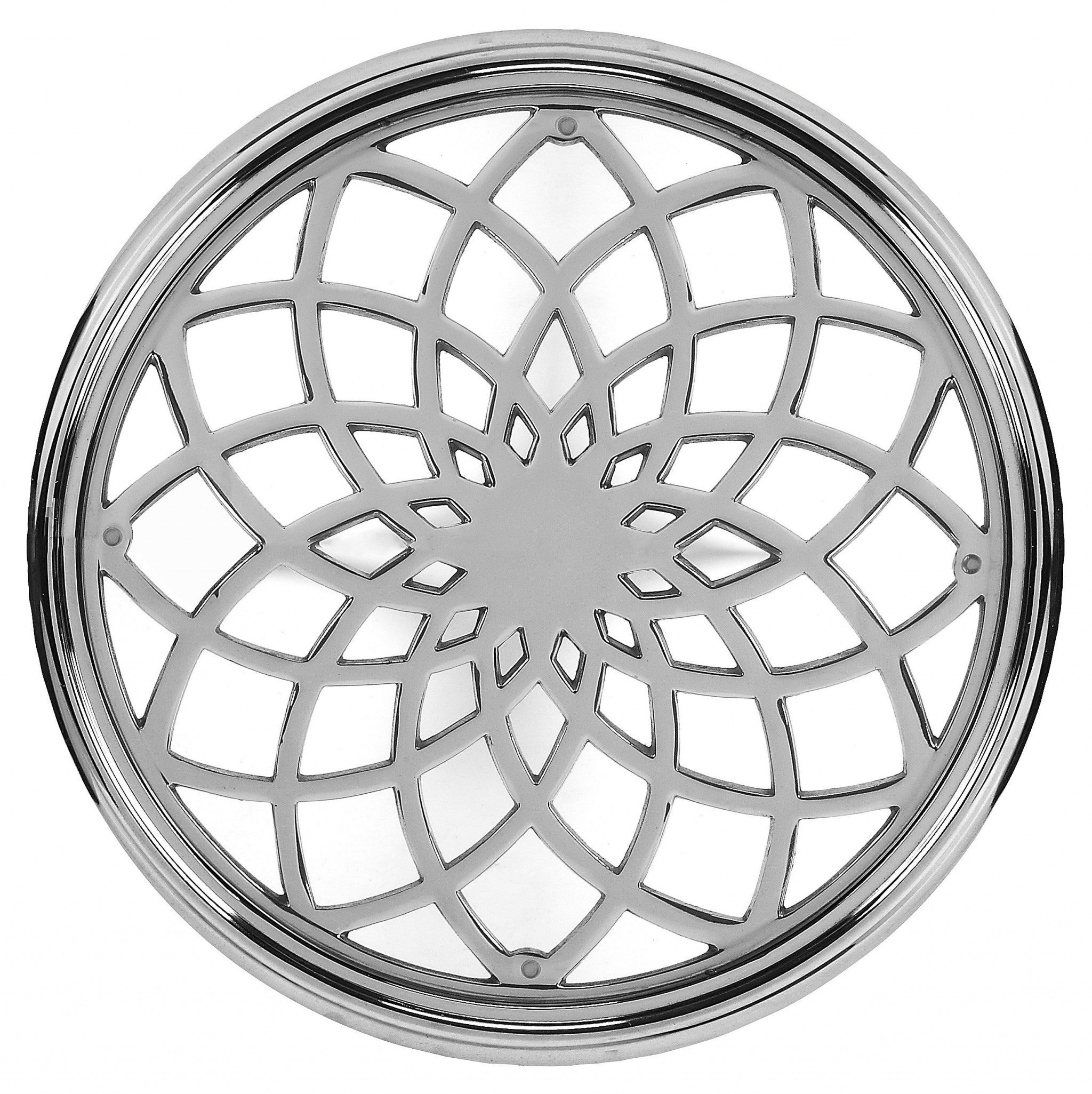 26" Silver Aluminum Open Lattice Round Top End Table - Homeroots - Flyclothing LLC