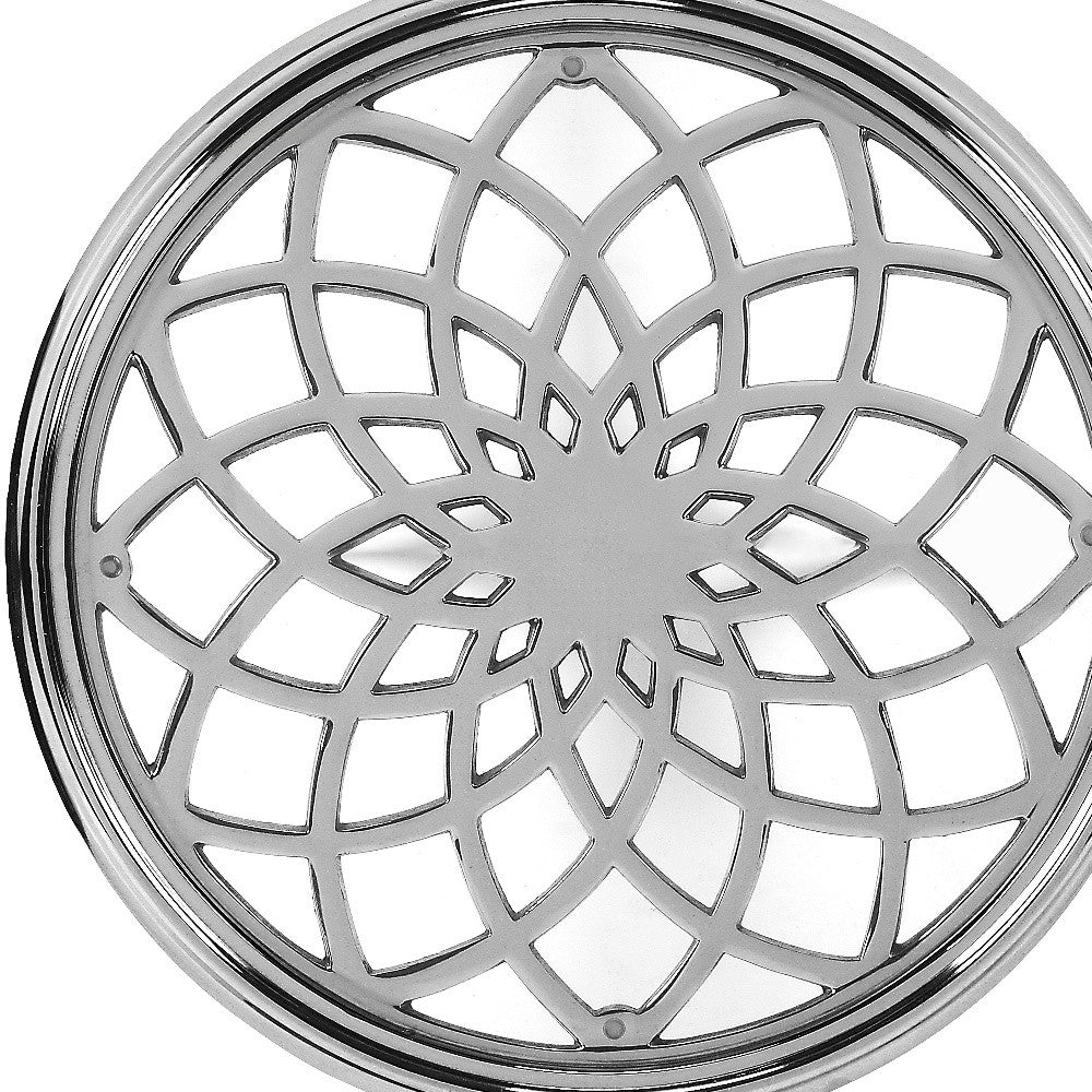 26" Silver Aluminum Open Lattice Round Top End Table - Homeroots - Flyclothing LLC