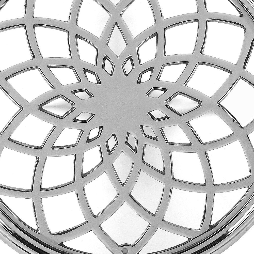 26" Silver Aluminum Open Lattice Round Top End Table - Homeroots - Flyclothing LLC