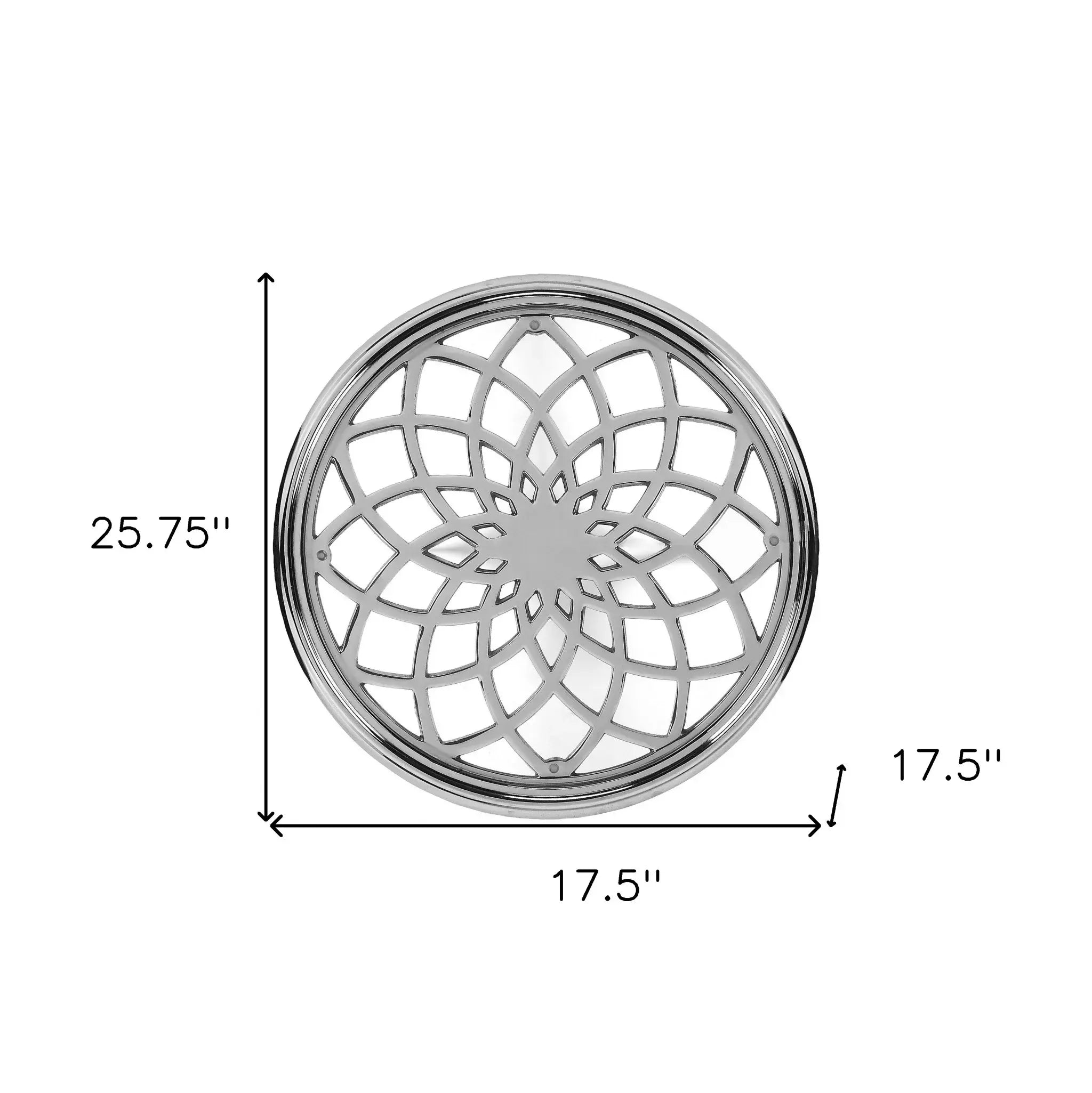 26" Silver Aluminum Open Lattice Round Top End Table - Homeroots - Flyclothing LLC