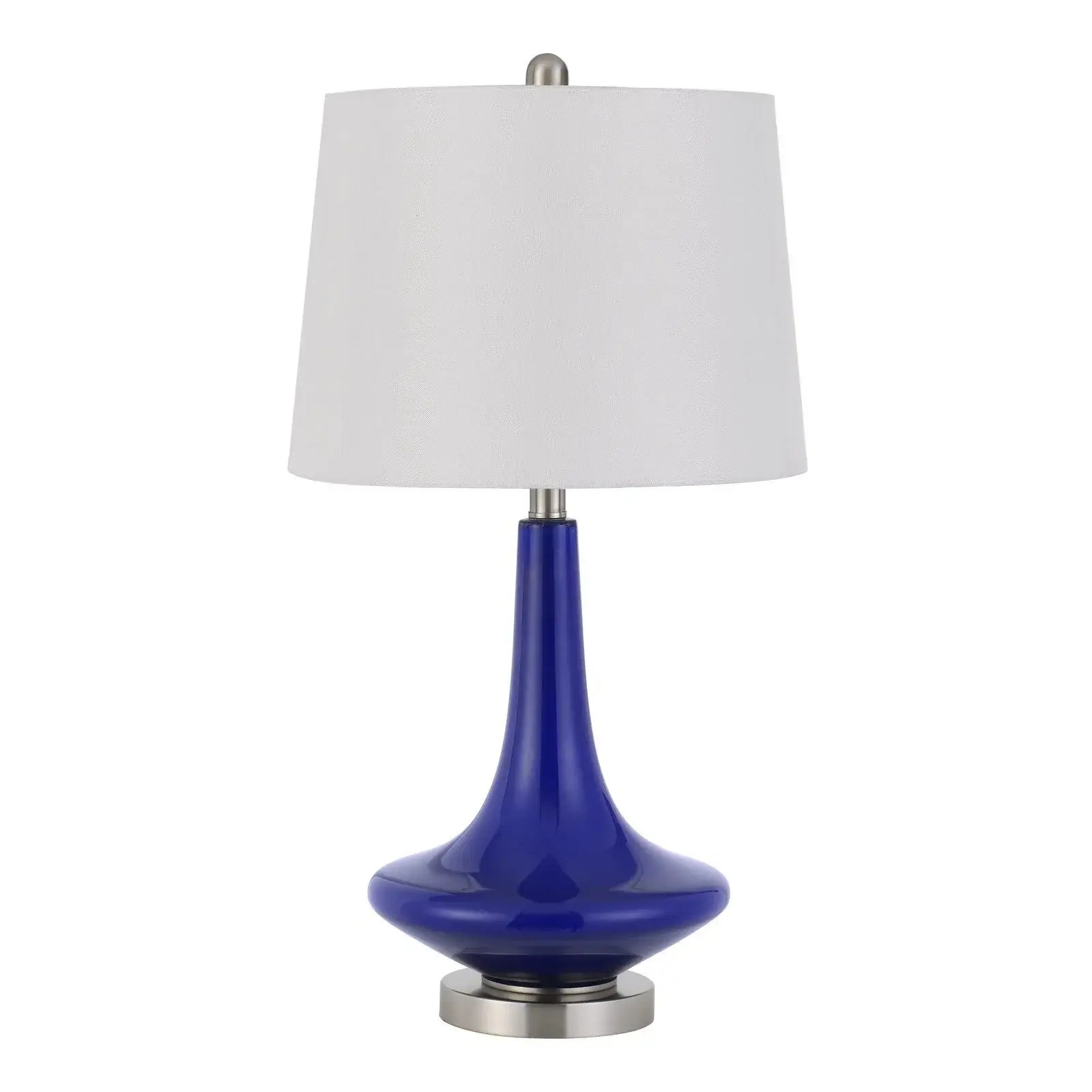 Set Of Two 26" Silver Metal Two Light Bedside Table Lamps With White Globe Shade - Homeroots - Flyclothing LLC
