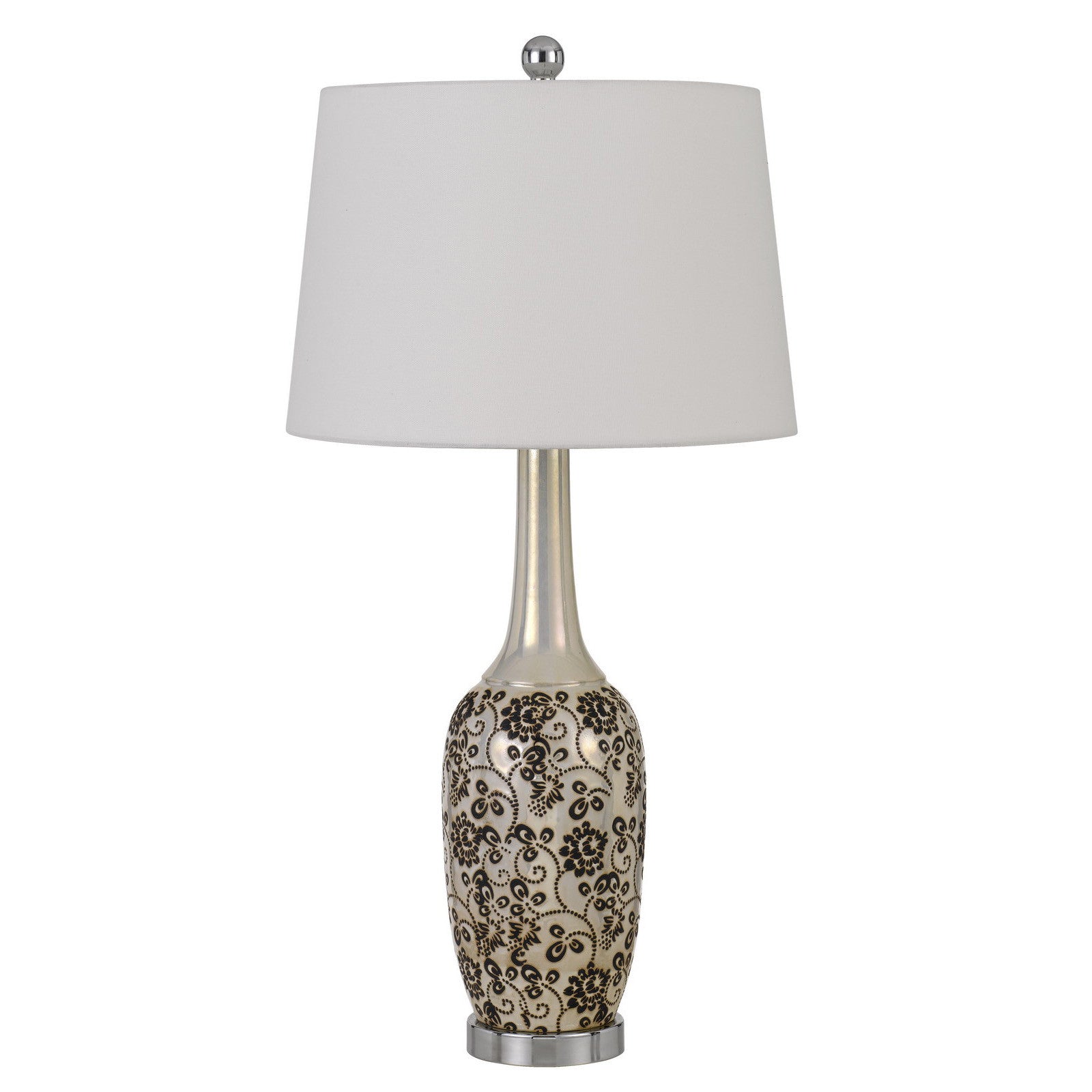 Set Of Two 30" Silver Metal Two Light Bedside Table Lamps With White Globe Shade - Homeroots - Flyclothing LLC