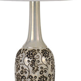 Set Of Two 30" Silver Metal Two Light Bedside Table Lamps With White Globe Shade - Homeroots