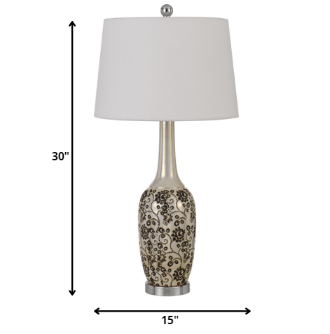 Set Of Two 30" Silver Metal Two Light Bedside Table Lamps With White Globe Shade - Homeroots - Flyclothing LLC