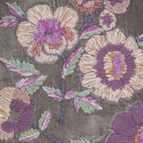 18" Taupe and Purple Cotton Throw Pillow With Embroidery - Homeroots - Flyclothing LLC