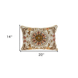14" X 20" Beige Cotton Throw Pillow With Embroidery - Homeroots - Flyclothing LLC