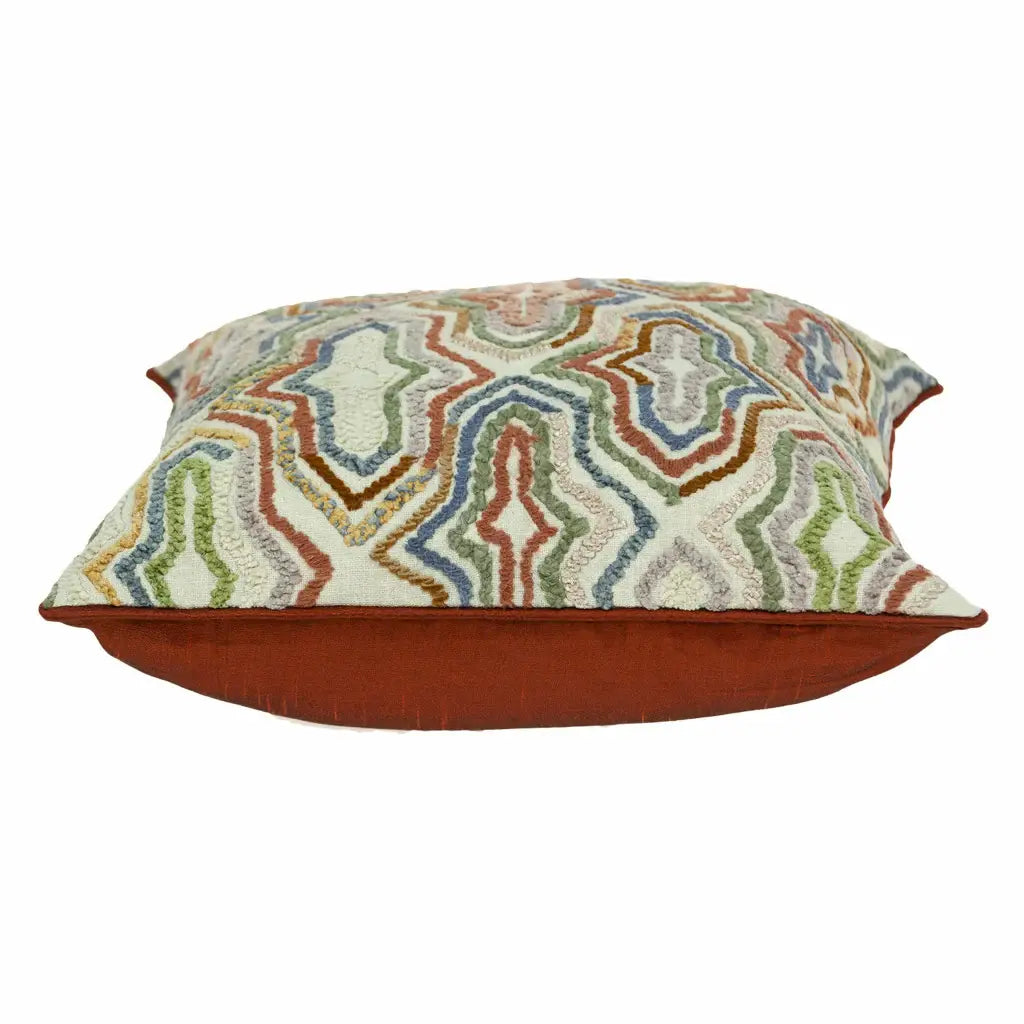 18" Beige and Brown Cotton Throw Pillow With Embroidery - Homeroots - Flyclothing LLC