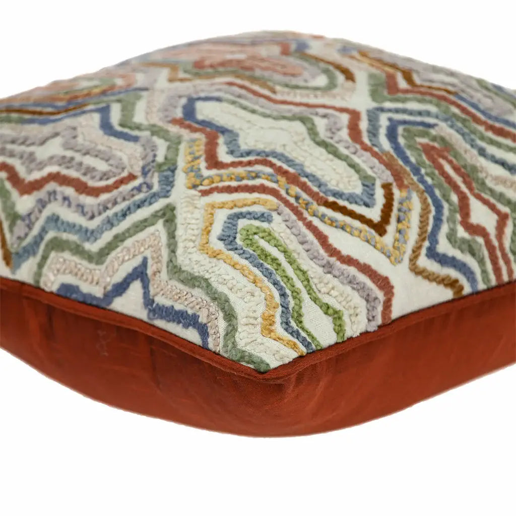 18" Beige and Brown Cotton Throw Pillow With Embroidery - Homeroots - Flyclothing LLC