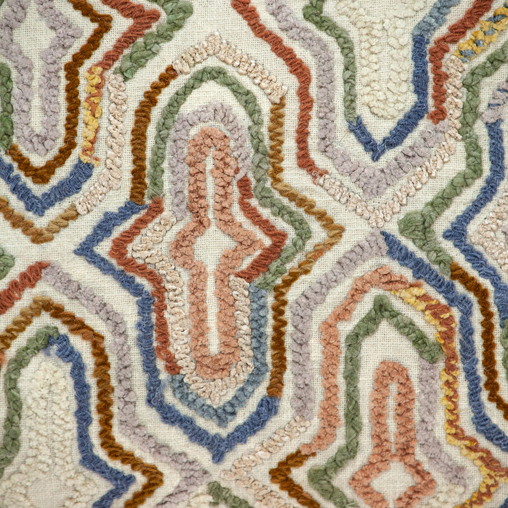 18" Beige and Brown Cotton Throw Pillow With Embroidery - Homeroots - Flyclothing LLC