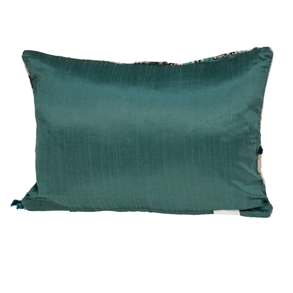 14" X 20" Beige and Green Cotton Throw Pillow With Fringe - Homeroots - Flyclothing LLC