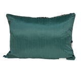 14" X 20" Beige and Green Cotton Throw Pillow With Fringe - Homeroots