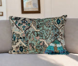 14" X 20" Beige and Green Cotton Throw Pillow With Fringe - Homeroots