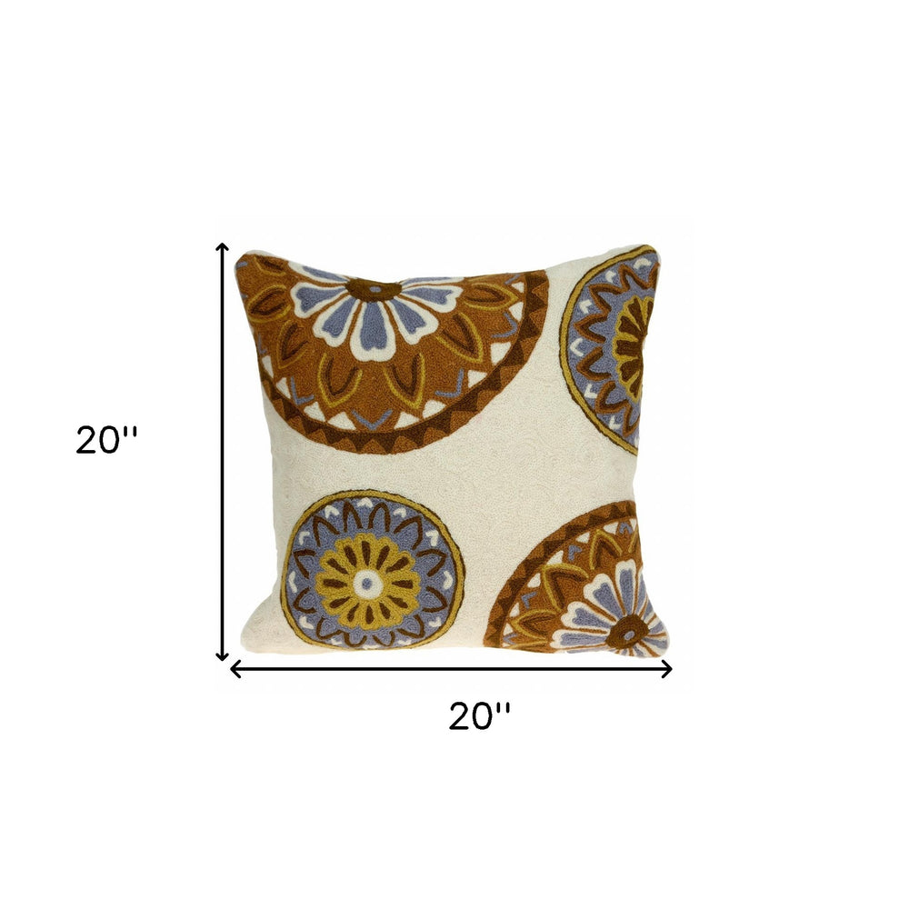 20" Beige and Brown Cotton Throw Pillow - Homeroots - Flyclothing LLC