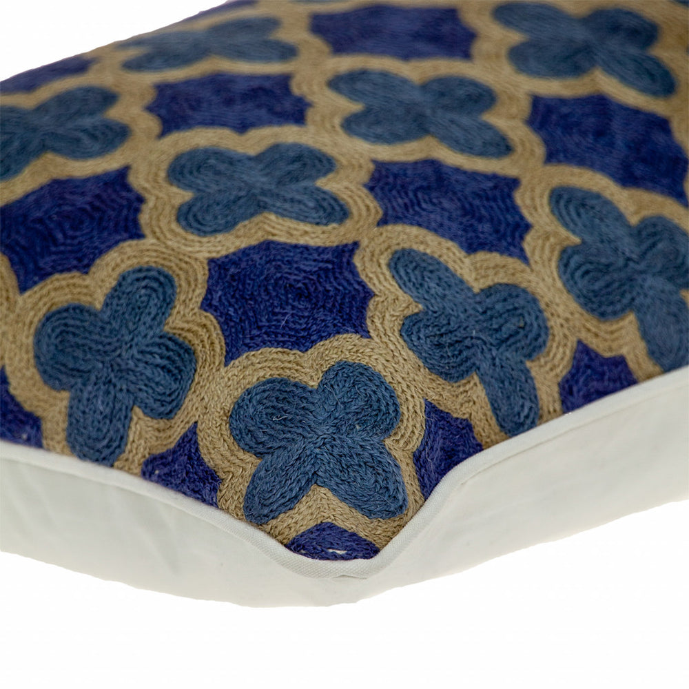 12" X 20" Blue Cotton Throw Pillow - Homeroots - Flyclothing LLC