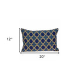 12" X 20" Blue Cotton Throw Pillow - Homeroots - Flyclothing LLC