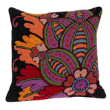 20" Black and Orange Cotton Throw Pillow With Embroidery - Homeroots