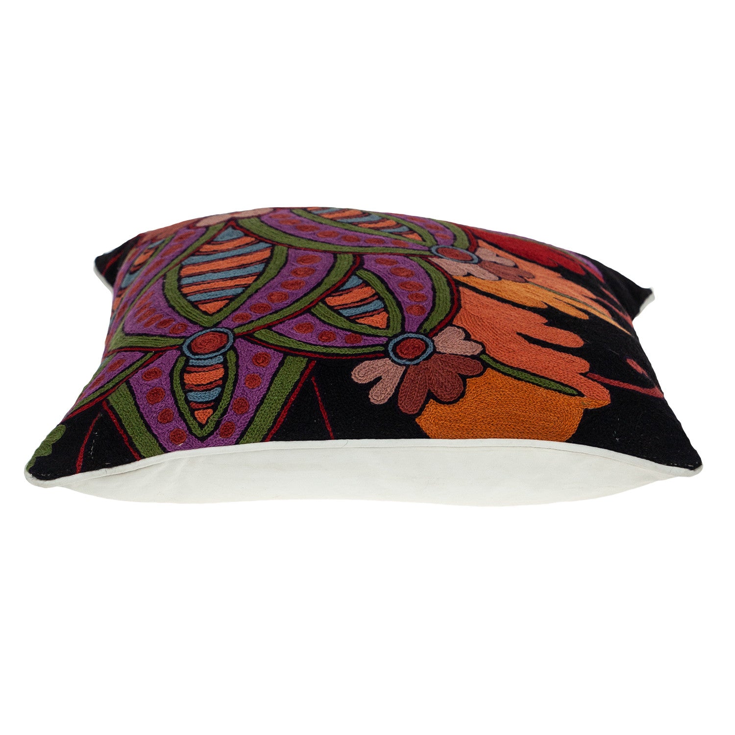 20" Black and Orange Cotton Throw Pillow With Embroidery - Homeroots - Flyclothing LLC