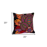 20" Black and Orange Cotton Throw Pillow With Embroidery - Homeroots - Flyclothing LLC