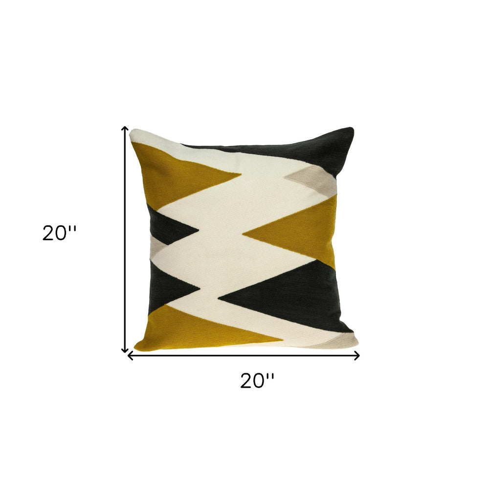 20" White and Black Cotton Throw Pillow - Homeroots - Flyclothing LLC