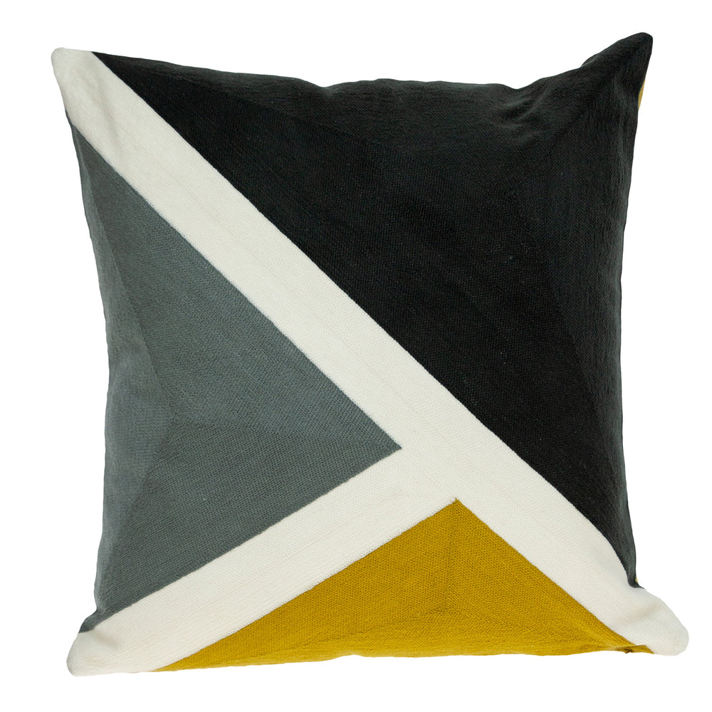 20" Black and Yellow Geometric Cotton Throw Pillow - Homeroots - Flyclothing LLC