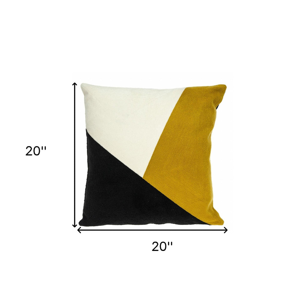 20" Black and Yellow Cotton Throw Pillow - Homeroots - Flyclothing LLC