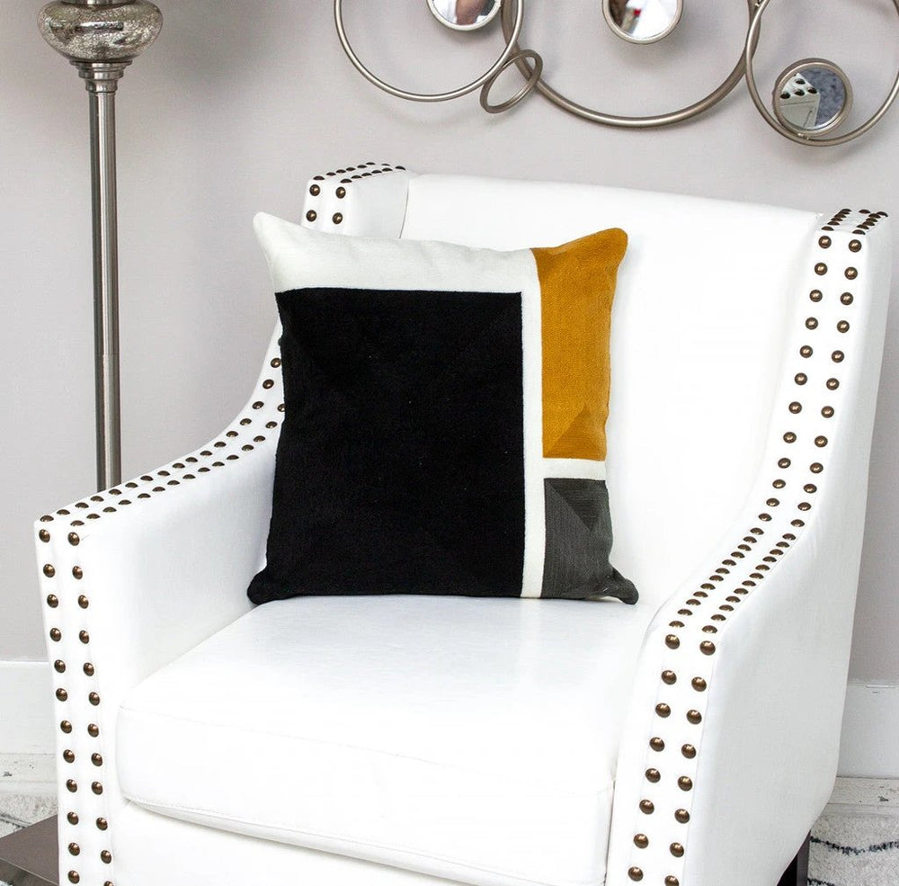 20" Black and Yellow Cotton Throw Pillow - Homeroots - Flyclothing LLC