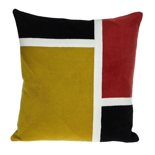 20" Mustard Yellow and Black Cotton Throw Pillow - Homeroots