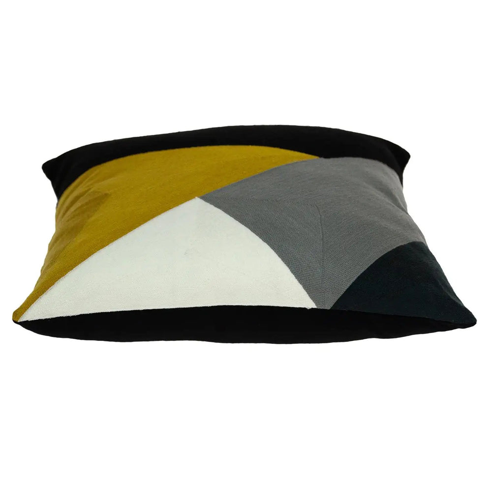 20" Black and Yellow Cotton Throw Pillow - Homeroots - Flyclothing LLC