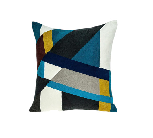 20" Blue and White Cotton Throw Pillow - Homeroots