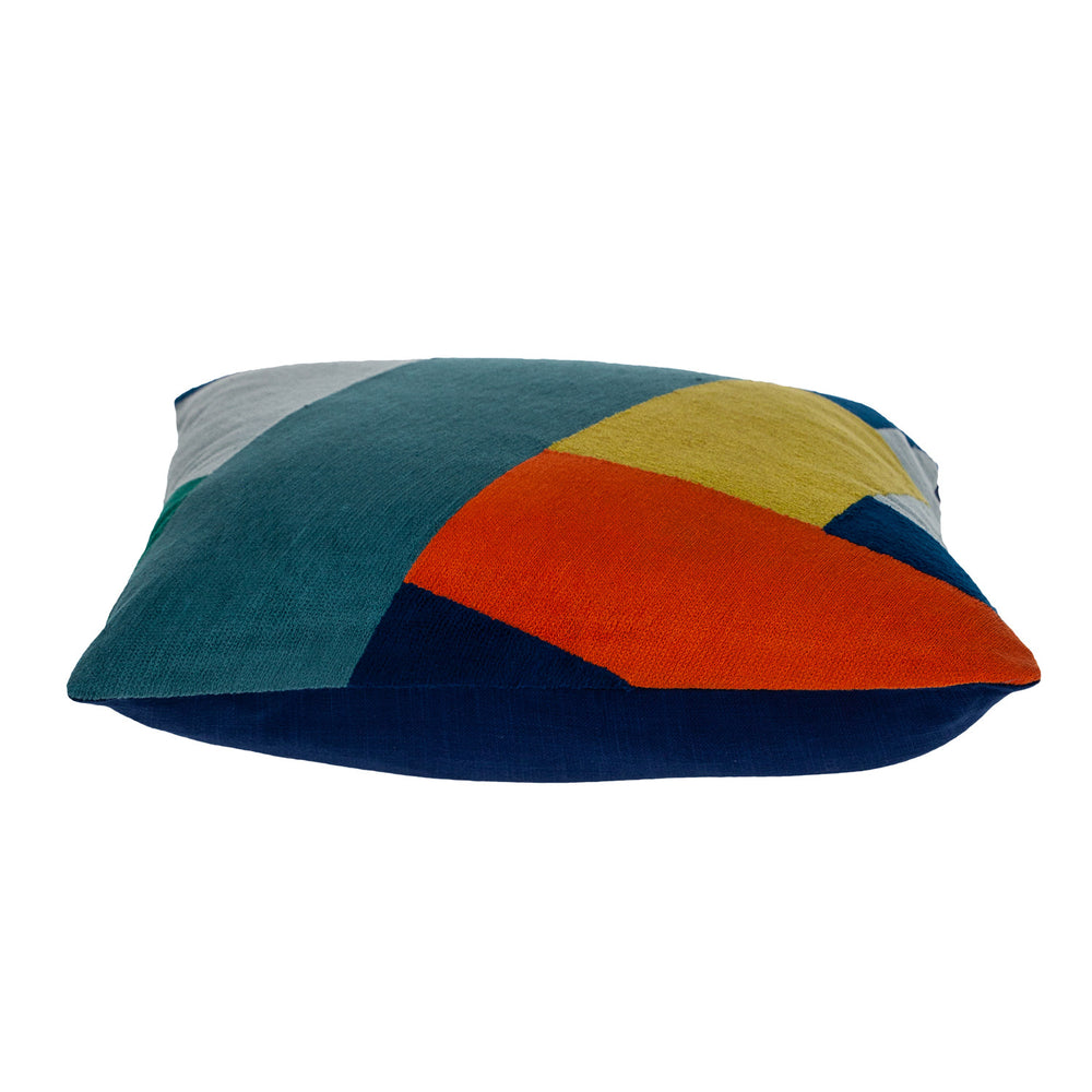 20" Blue and Yellow Cotton Throw Pillow - Homeroots - Flyclothing LLC