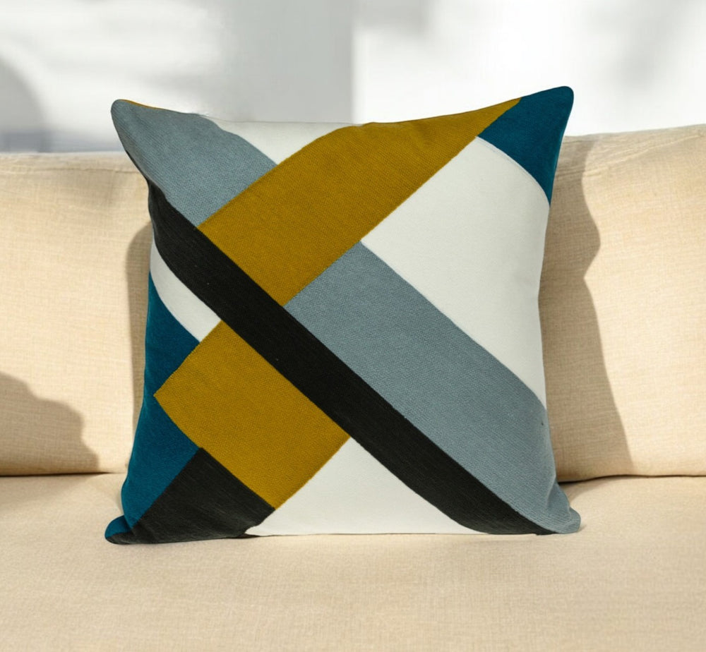 20" Brown and Black Cotton Throw Pillow - Homeroots