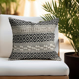 18" Beige and Black Cotton Throw Pillow With Embroidery - Homeroots - Flyclothing LLC