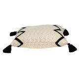 20" x 20" Black and Cream Zigzag Pattern Square Accent Throw Pillow with Tassel - Homeroots