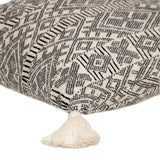20" x 20" Black and Cream Bohemian Pattern Square Accent Throw Pillow with Tassel - Homeroots - Flyclothing LLC