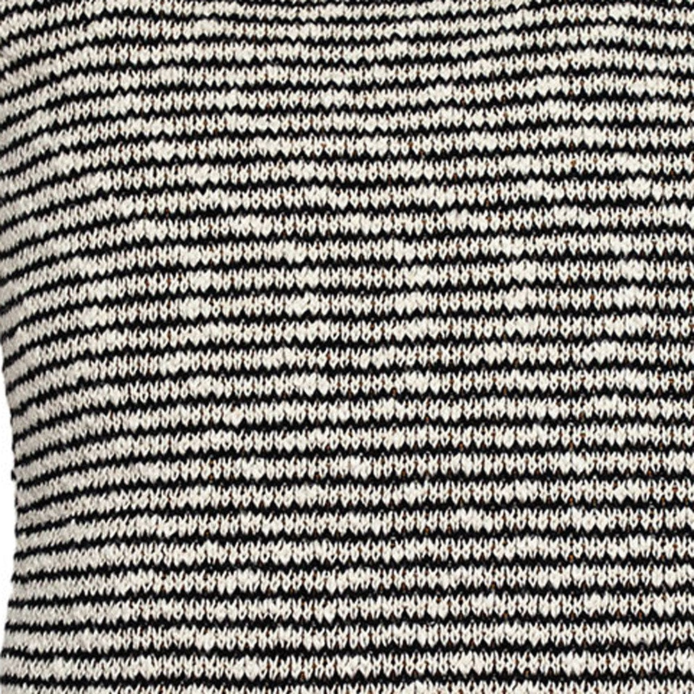 20" x 20" Beige Stripe Pattern Square Accent Throw Pillow with Tassel - Homeroots - Flyclothing LLC