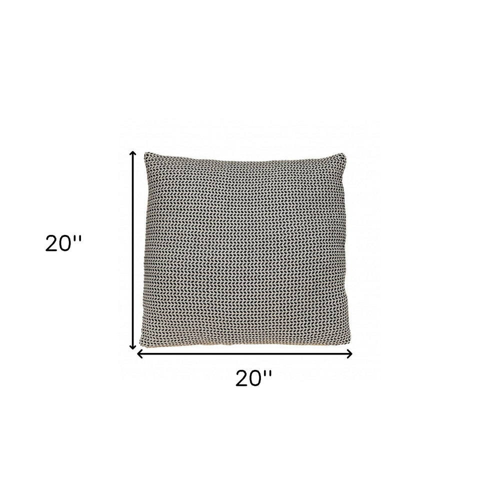 20" x 20" Black and Beige Woven Square Accent Throw Pillow - Homeroots - Flyclothing LLC