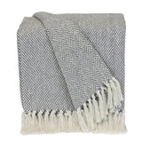 Handloomed Light Gray Cotton Throw Blanket with Tassels - Homeroots