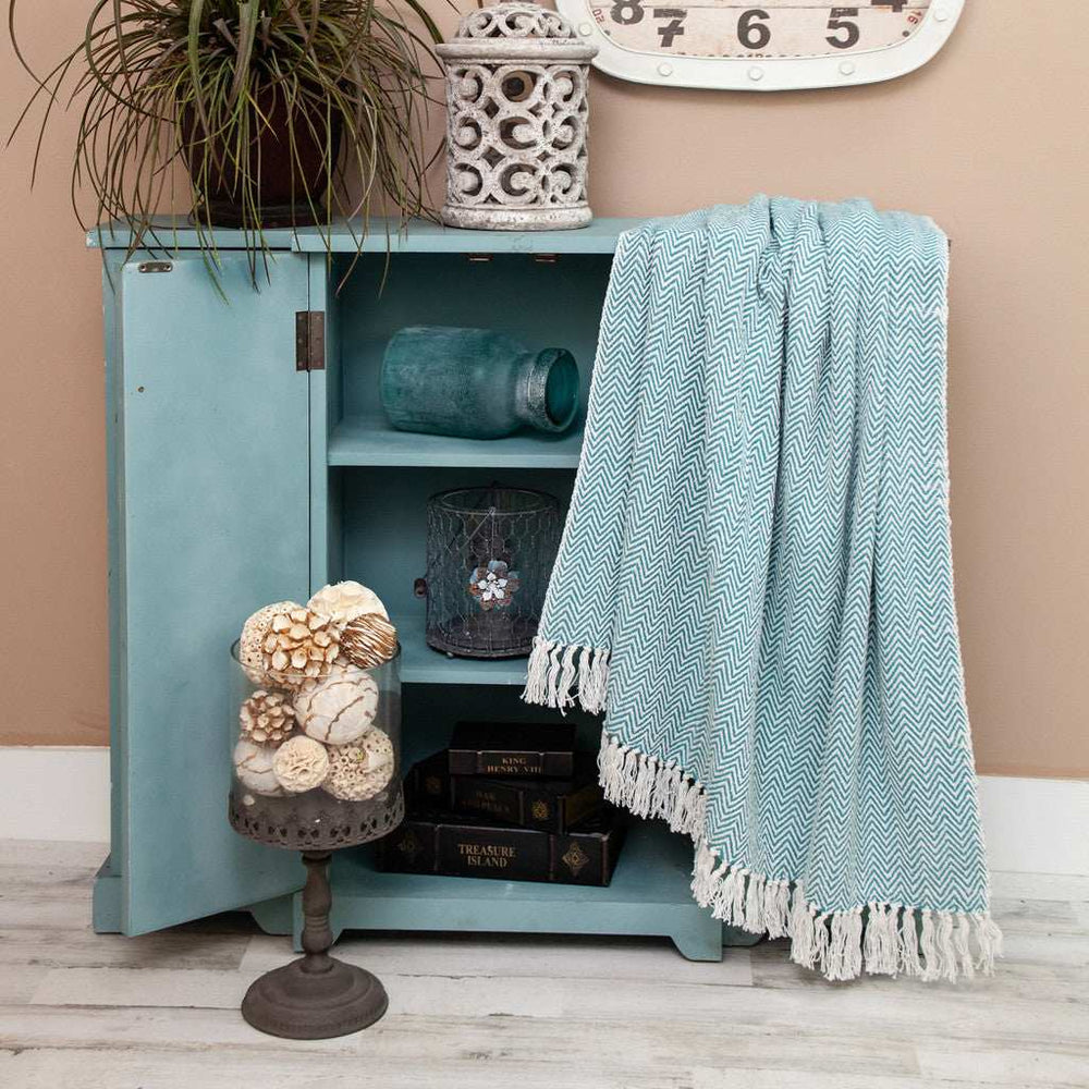 Handloomed Light Gray Cotton Throw Blanket with Tassels - Homeroots - Flyclothing LLC