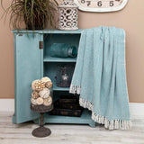 Handloomed Light Gray Cotton Throw Blanket with Tassels - Homeroots - Flyclothing LLC