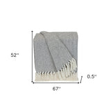 Handloomed Light Gray Cotton Throw Blanket with Tassels - Homeroots - Flyclothing LLC